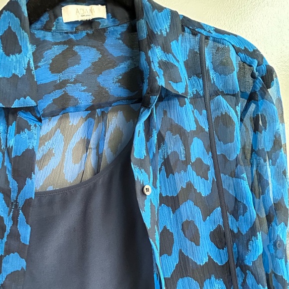 ADAM LIPPES silk long sleeve blouse and camisole <blue, print> - Picture 2 of 6